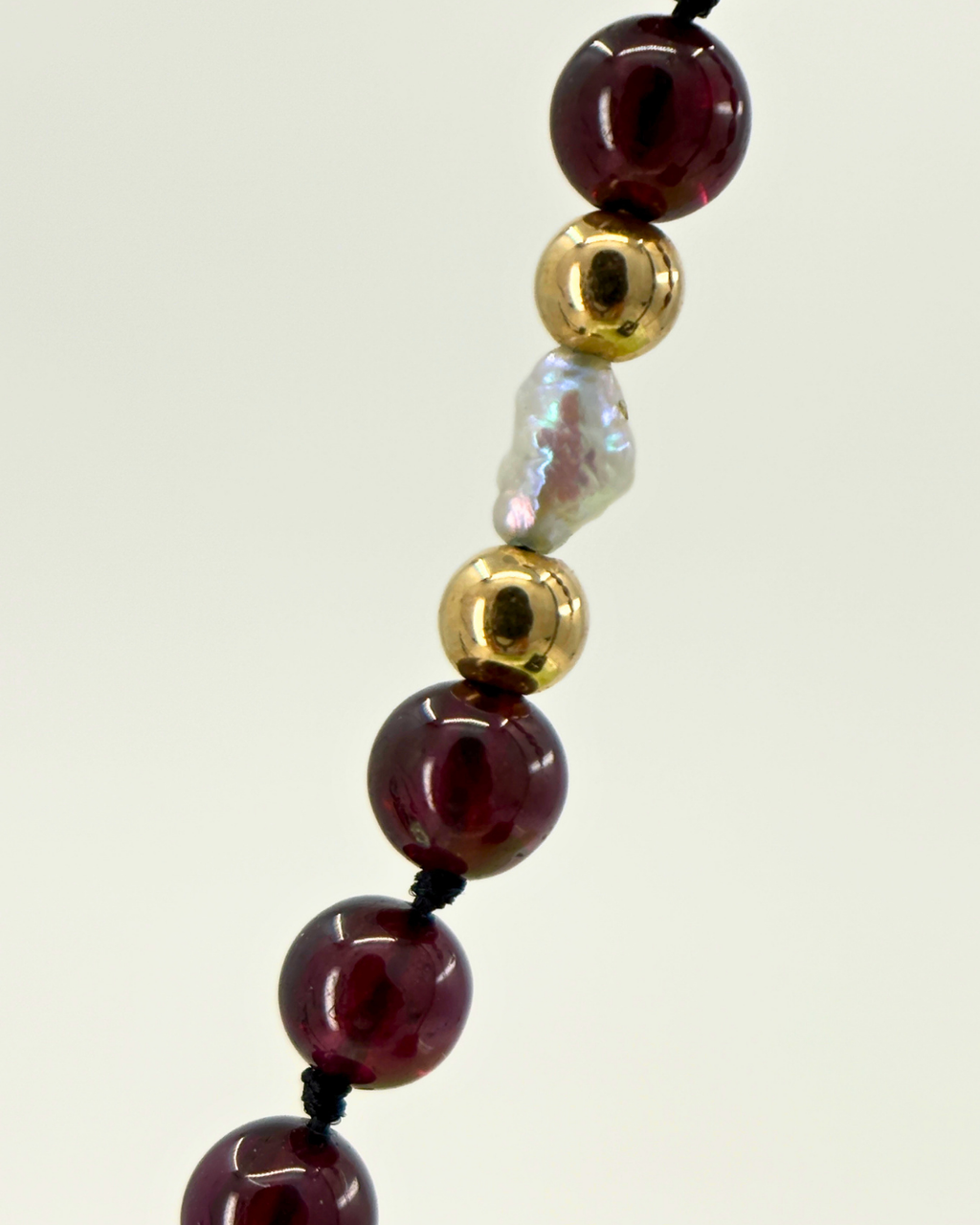 Estate 14KT Yellow Gold Garnet & Pearl Bracelet