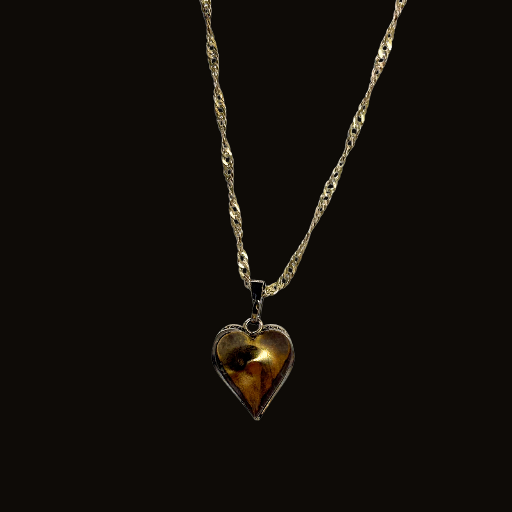Sterling & Gold Filled Twisted Heart Necklace with Faux Pearl