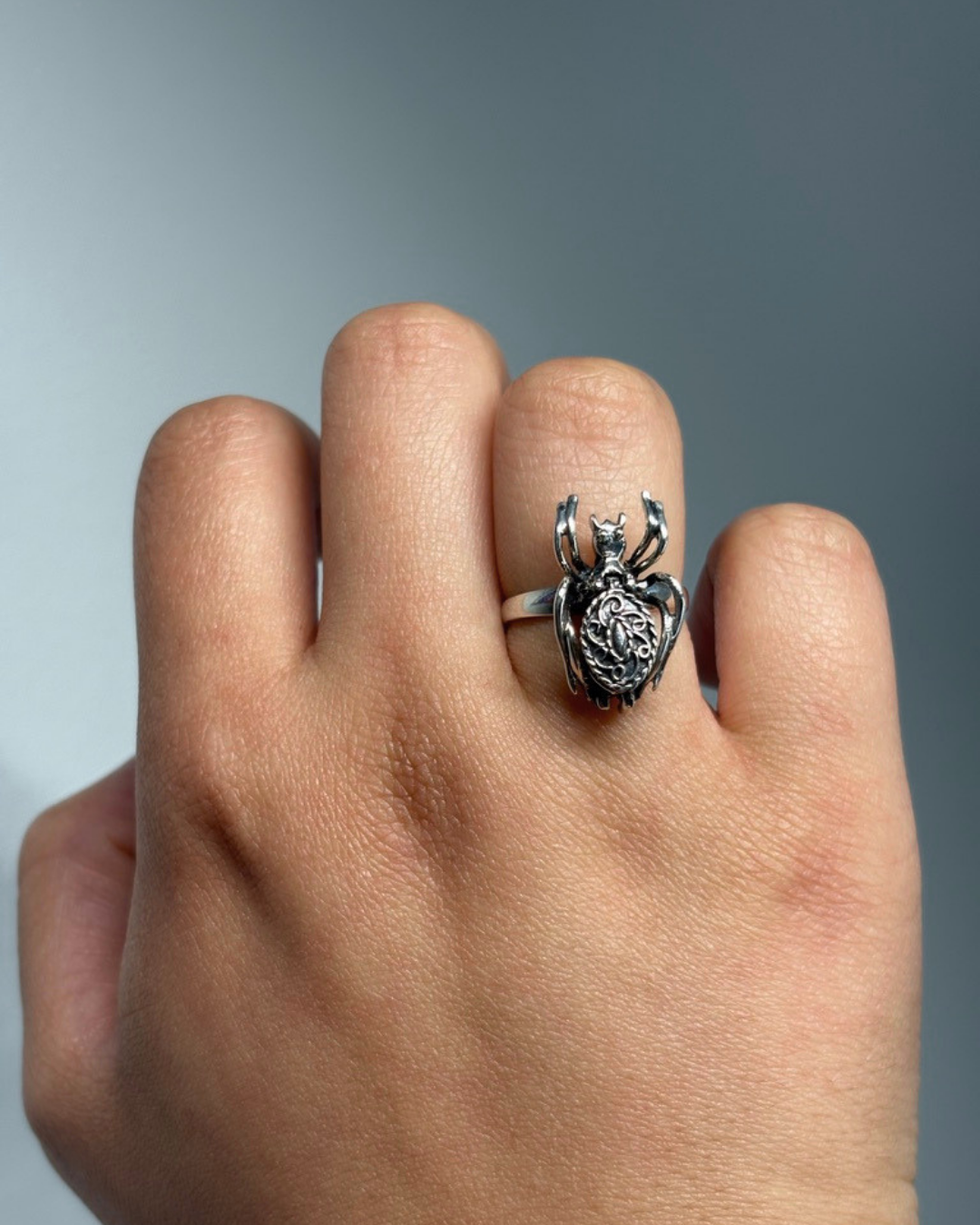 Sterling Silver Spider "Poison" Ring