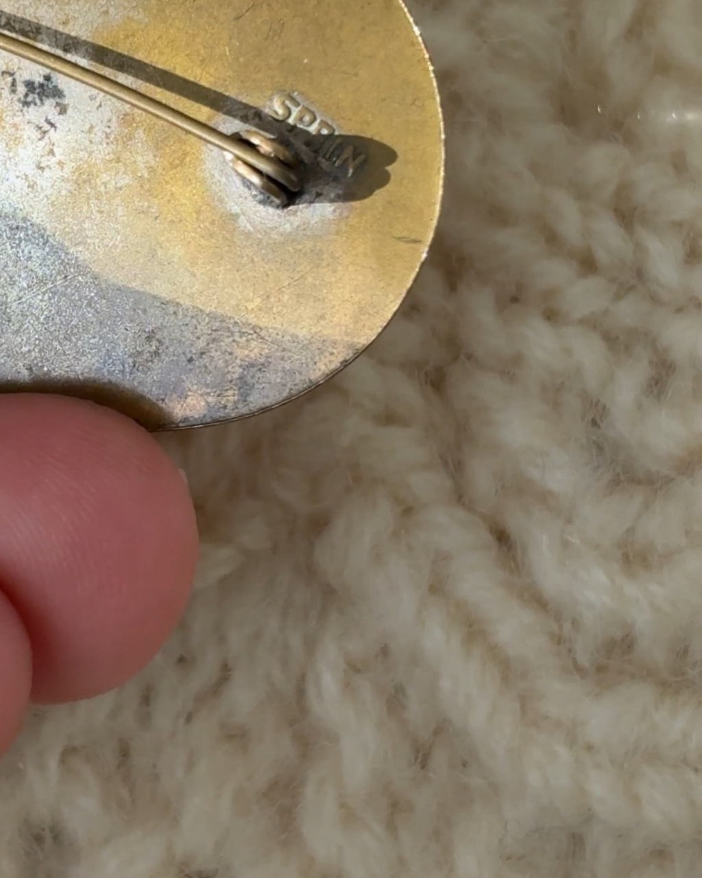 Damascene Enamel Painter's Palette Brooch