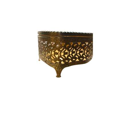 1960s Gold Tone Filigree Jewelry Box