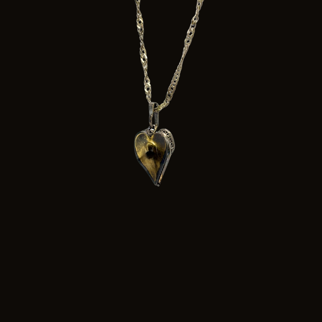 Sterling & Gold Filled Twisted Heart Necklace with Faux Pearl
