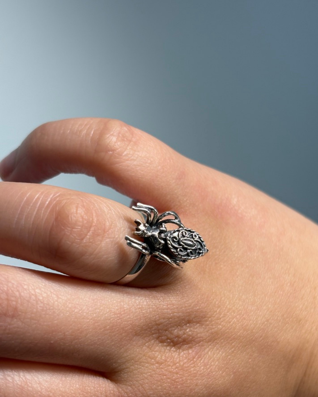Sterling Silver Spider "Poison" Ring