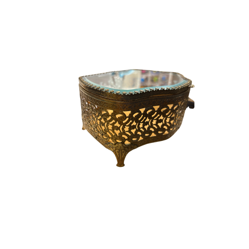 1960s Gold Tone Filigree Jewelry Box