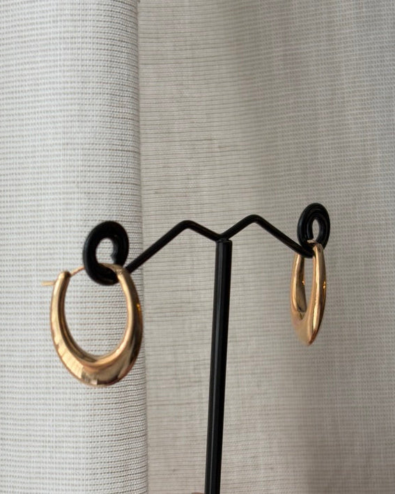 Estate 10KT Oval Hoops with Diamond Accent