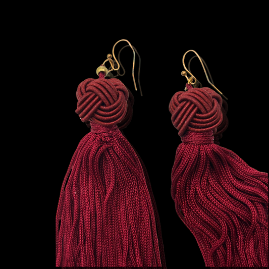 Red Tassle Drop Earrings