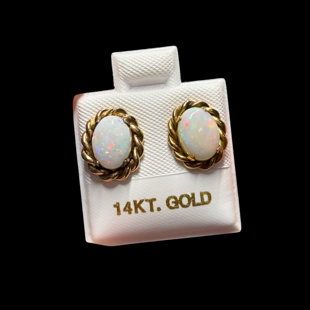 Vintage 14KT Opal Studs