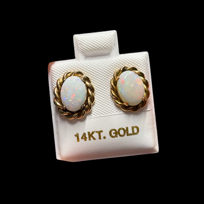 Vintage 14KT Opal Studs
