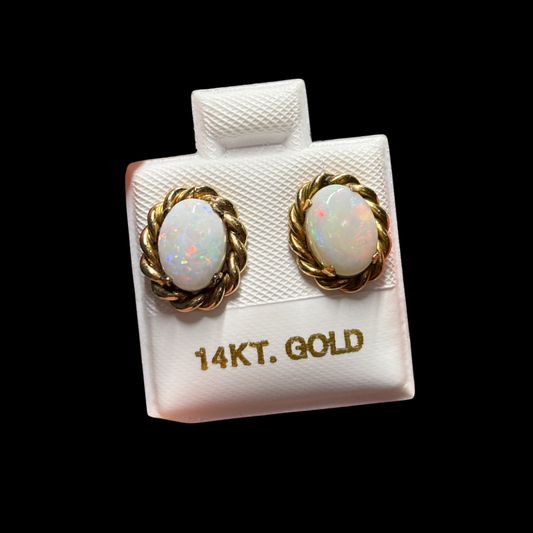 Vintage 14KT Opal Studs
