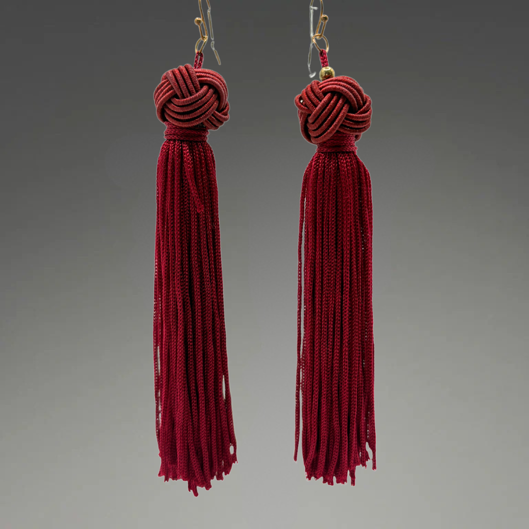 Red Tassle Drop Earrings