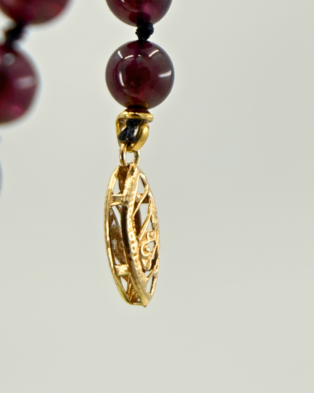 Estate 14KT Yellow Gold Garnet & Pearl Bracelet
