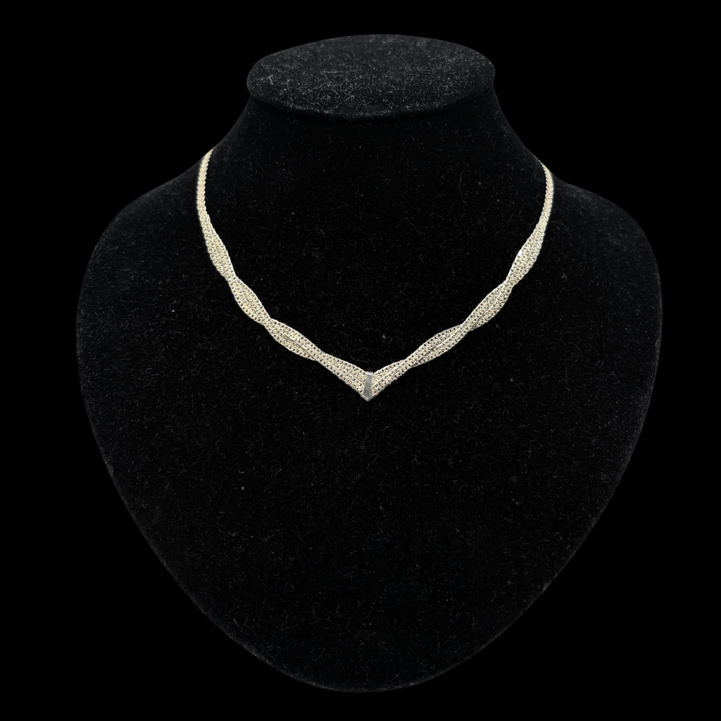 Sterling Chevron Herringbone Choker