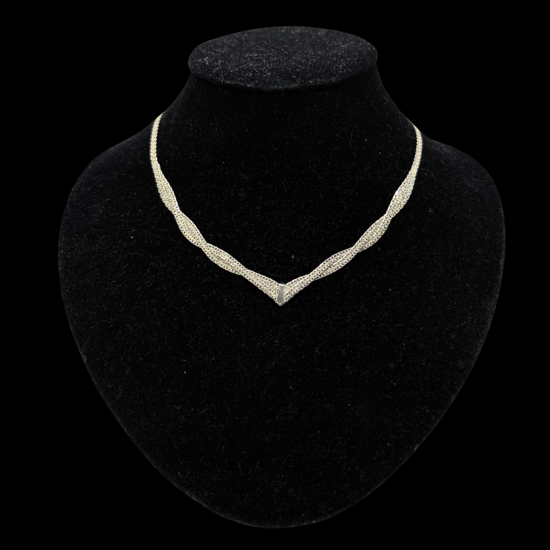 Sterling Chevron Herringbone Choker