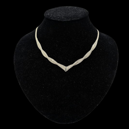 Sterling Chevron Herringbone Choker
