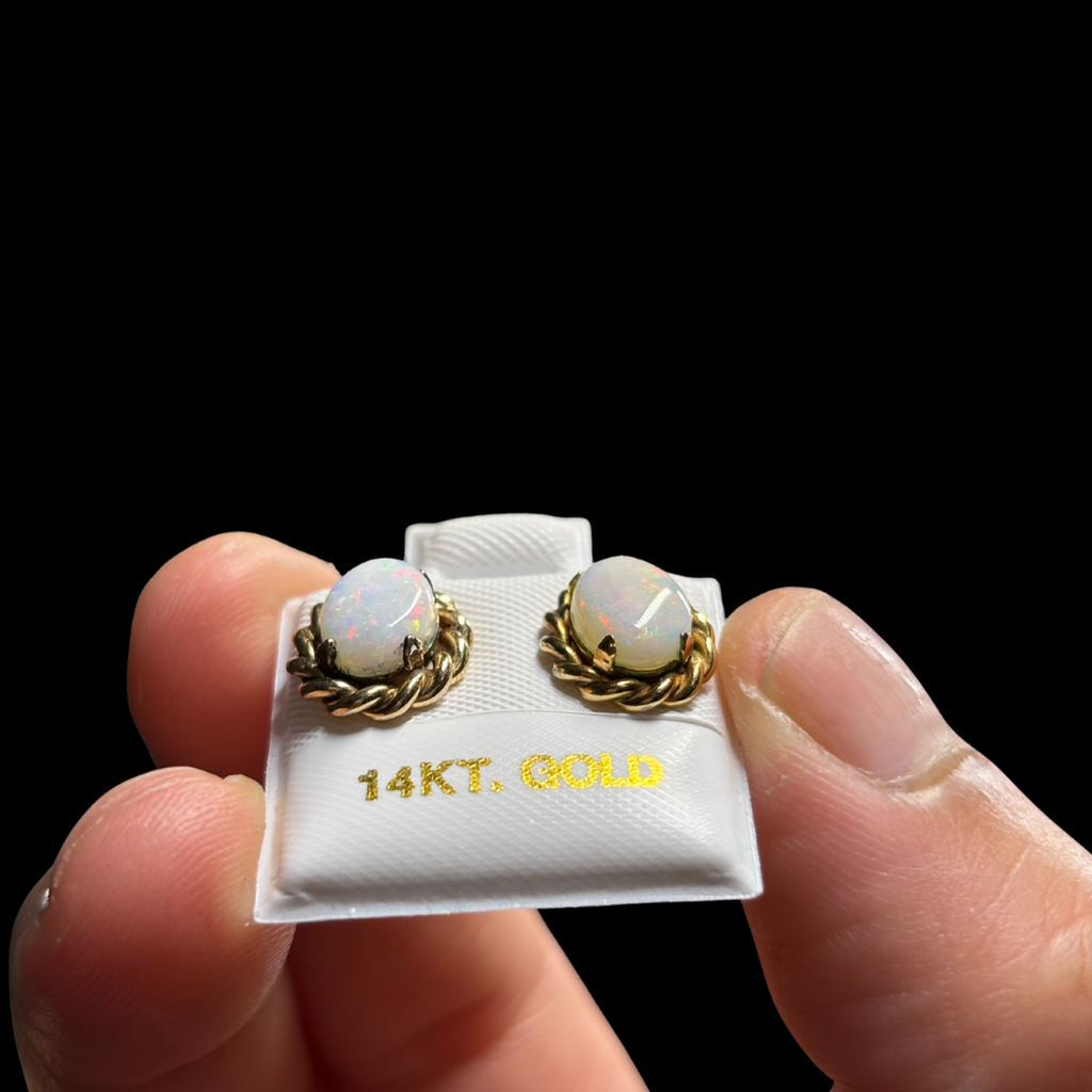 Vintage 14KT Opal Studs