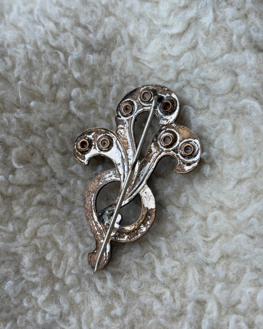 Vintage Floral Art Deco Wedding Pin with Rhinestones