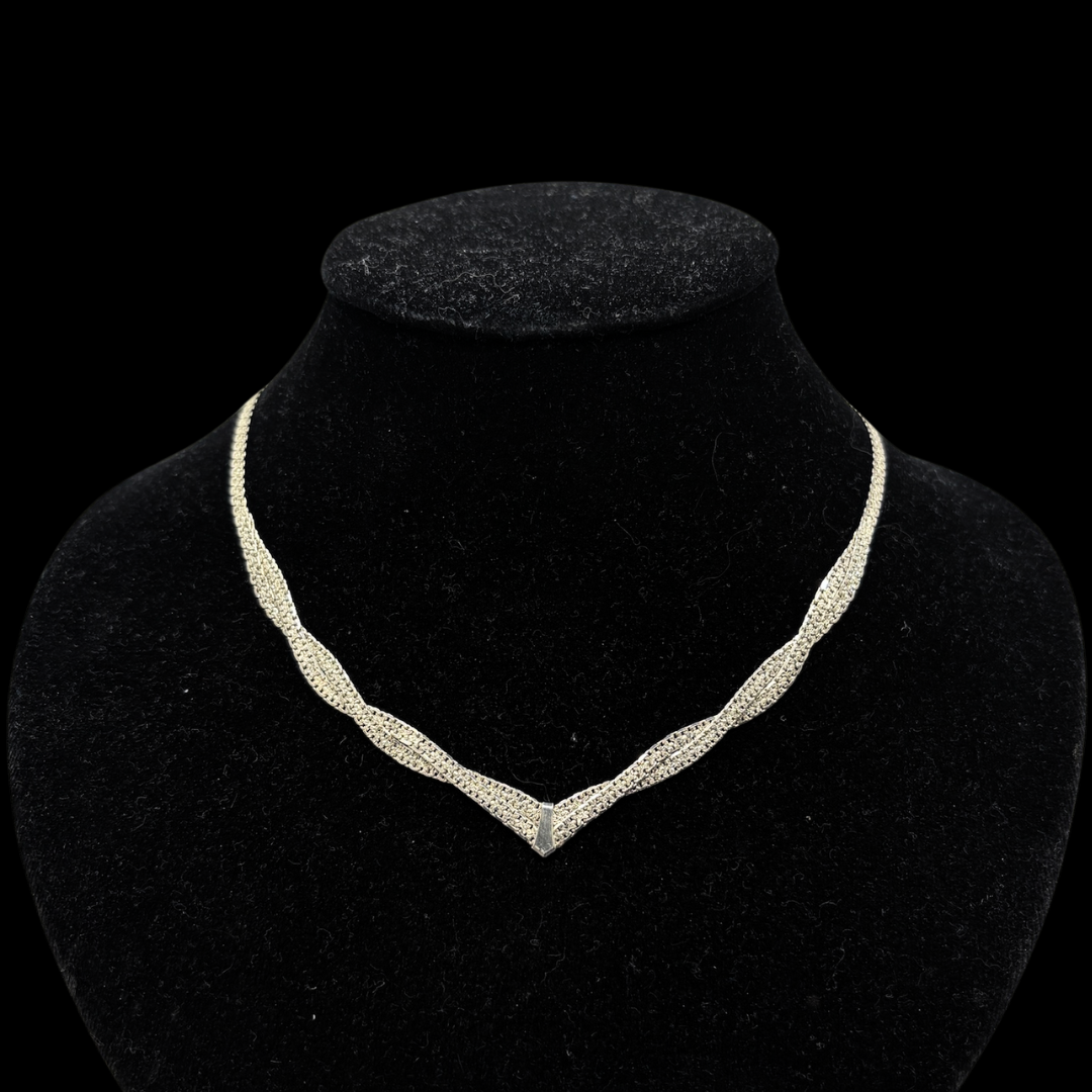 Sterling Chevron Herringbone Choker