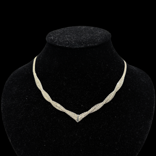 Sterling Chevron Herringbone Choker
