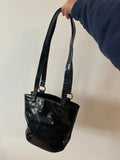 Grand Shopping Patent Black Leather Bag