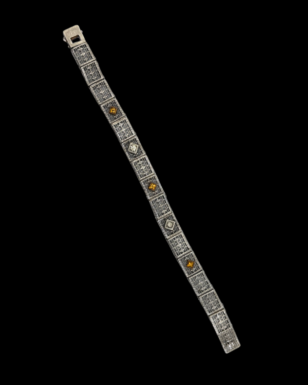 1920s Art Deco Silver Filigree Bracelet