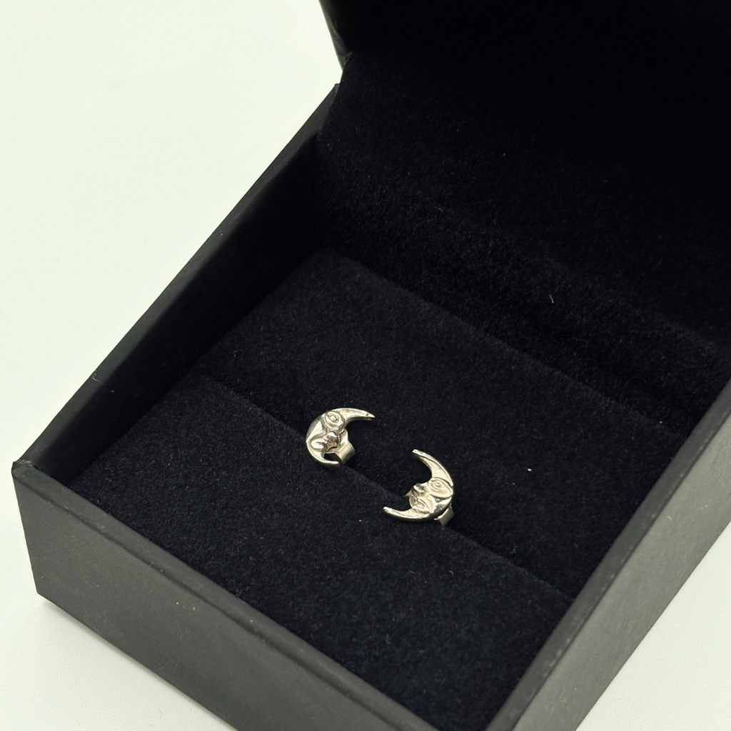 Sterling Crescent Moon Stud Earrings