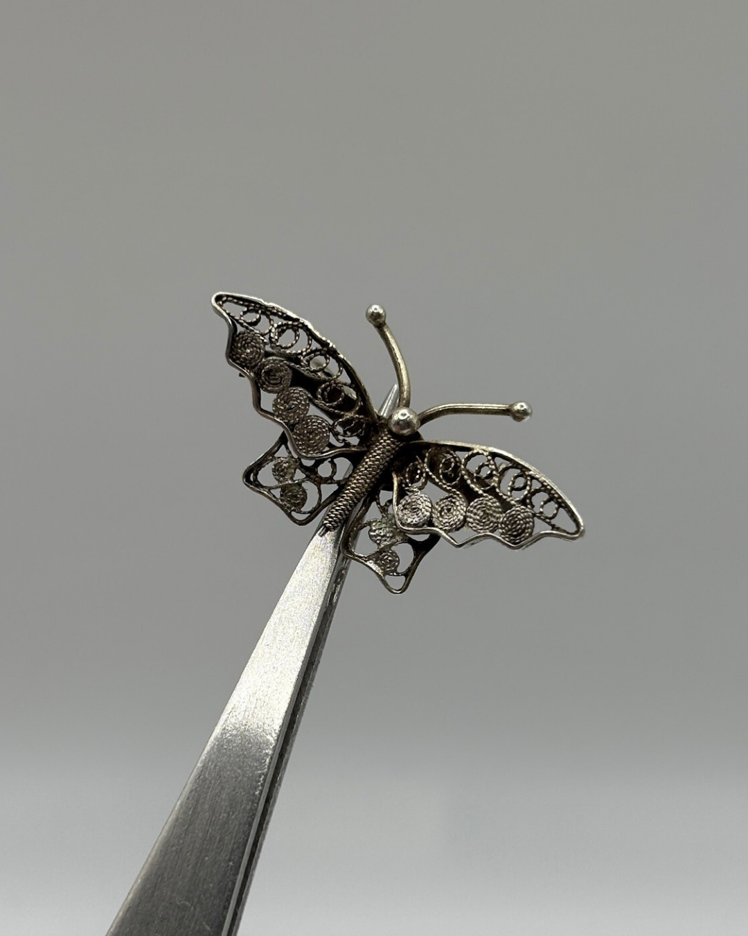 Silver Filigree Butterfly Brooch