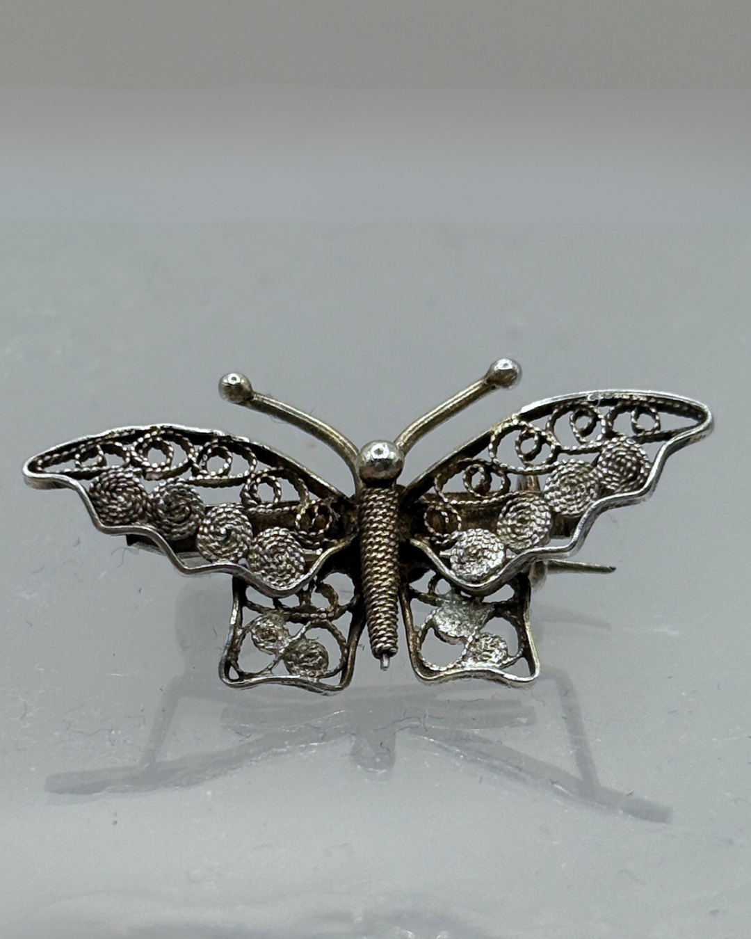 Silver Filigree Butterfly Brooch