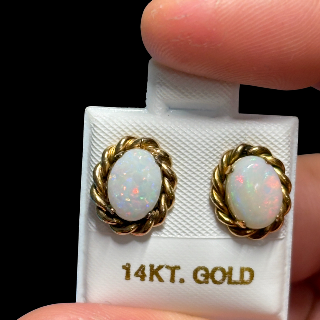 Vintage 14KT Opal Studs