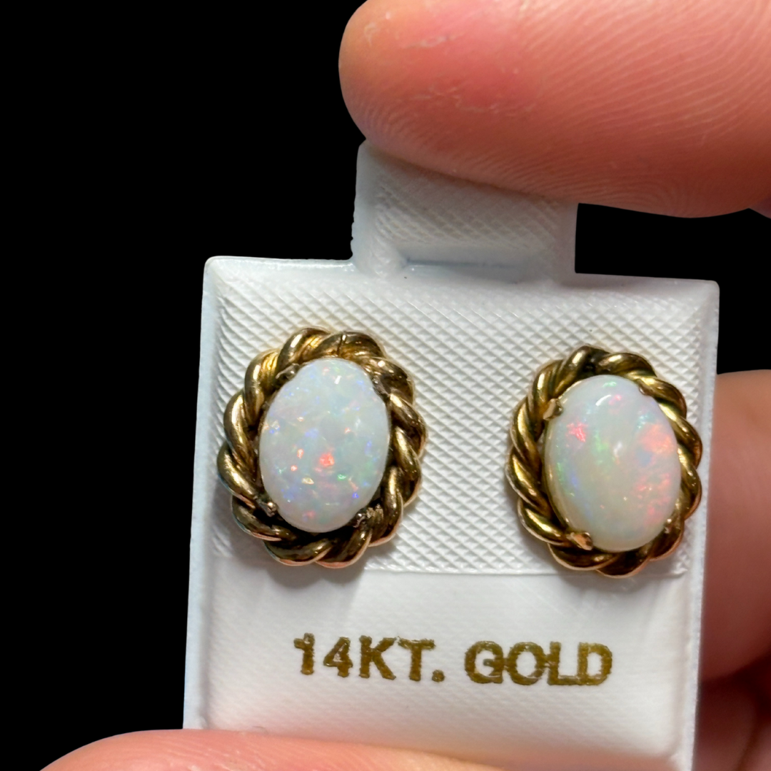 Vintage 14KT Opal Studs