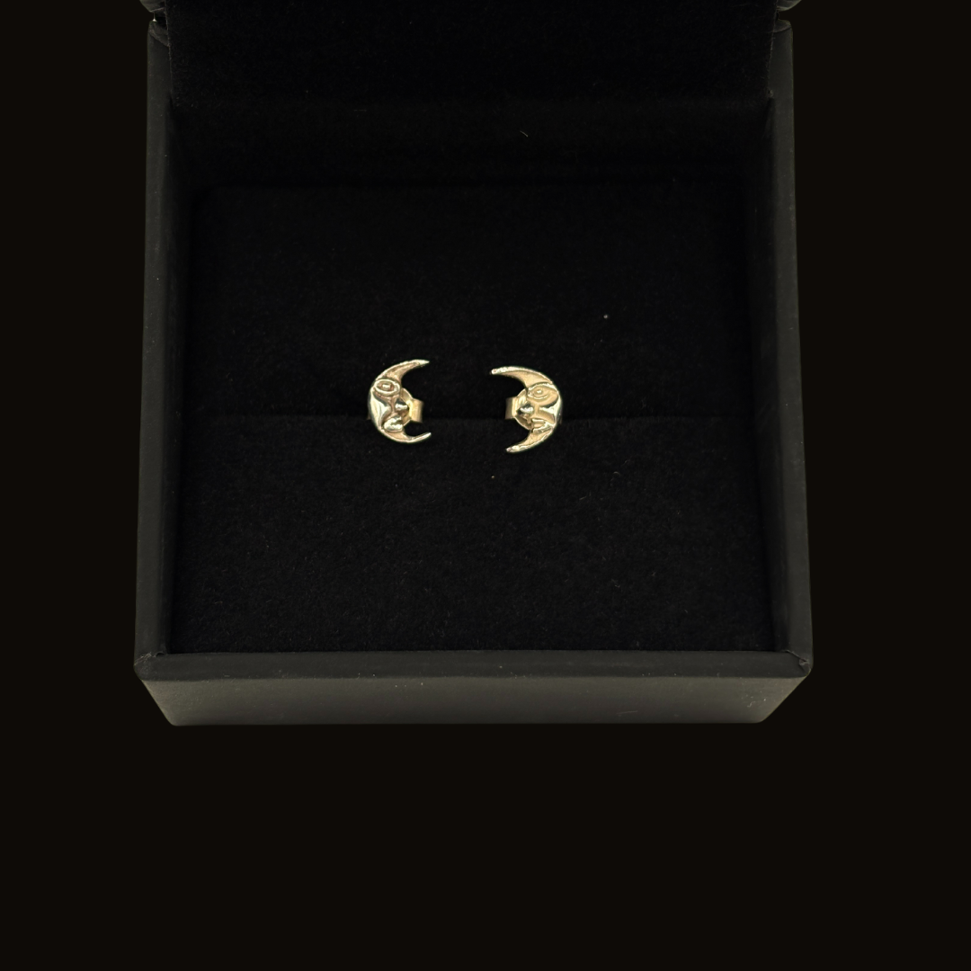 Sterling Crescent Moon Stud Earrings
