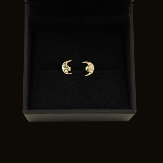 Sterling Crescent Moon Stud Earrings