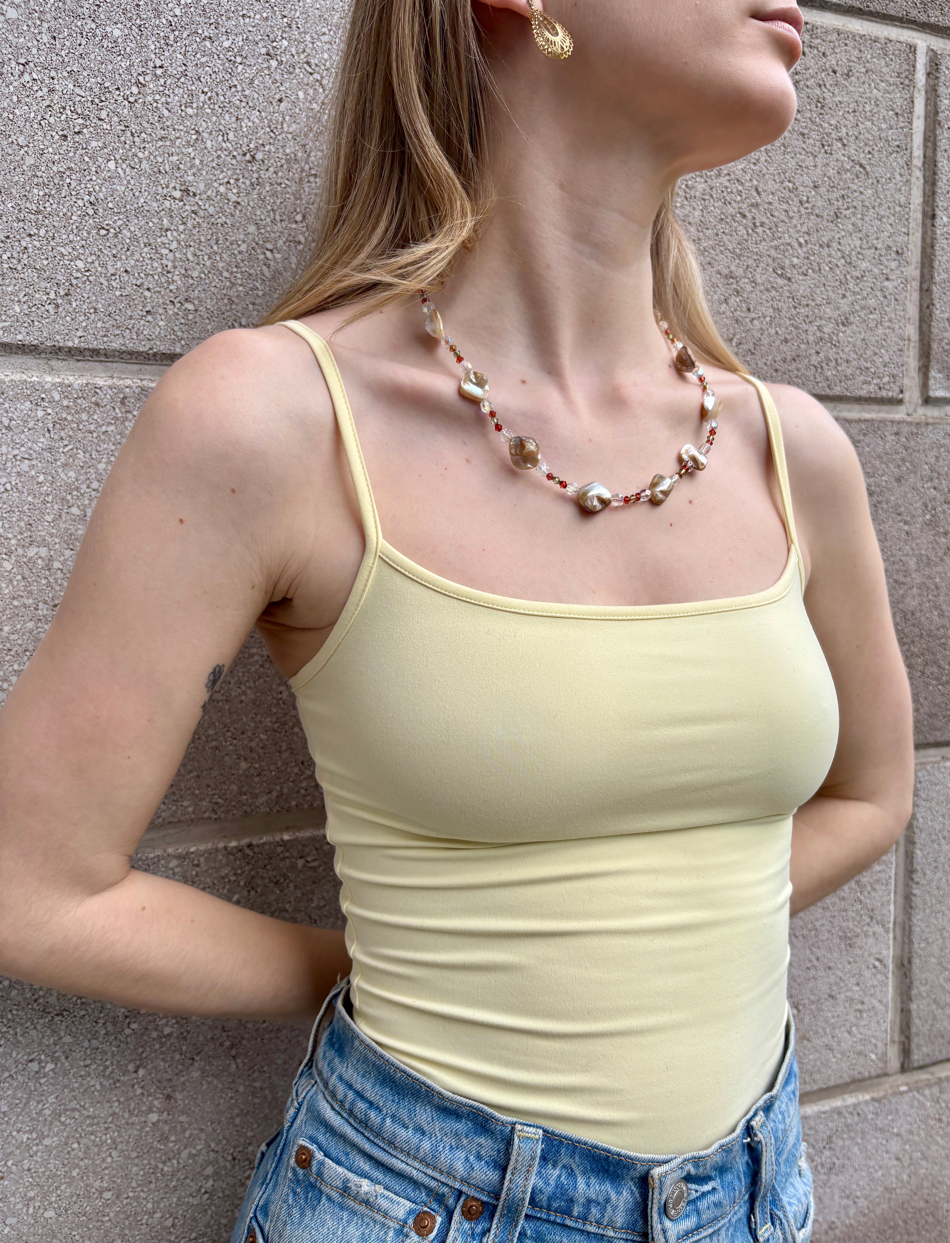 Semi-precious Stones with Station Abalone Shell Necklace