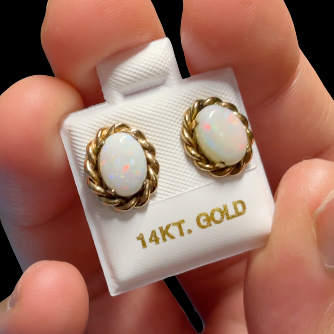 Vintage 14KT Opal Studs