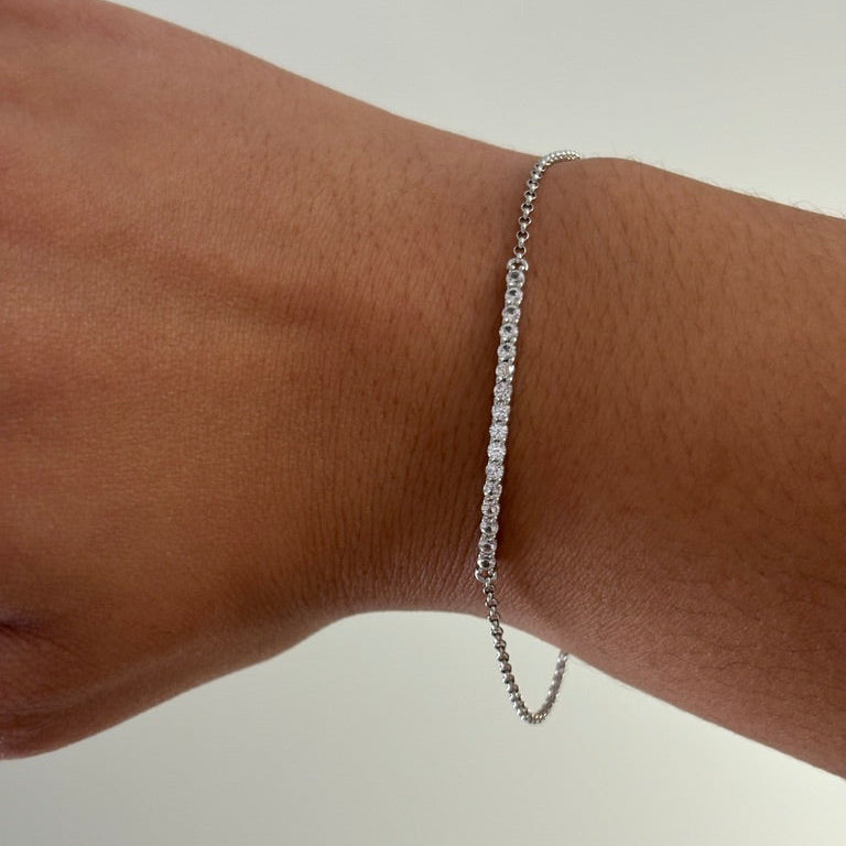 Sterling Moissanite Half Eternity Bracelet