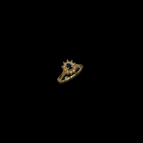 Bague ajustable Saphir et pierre blanche