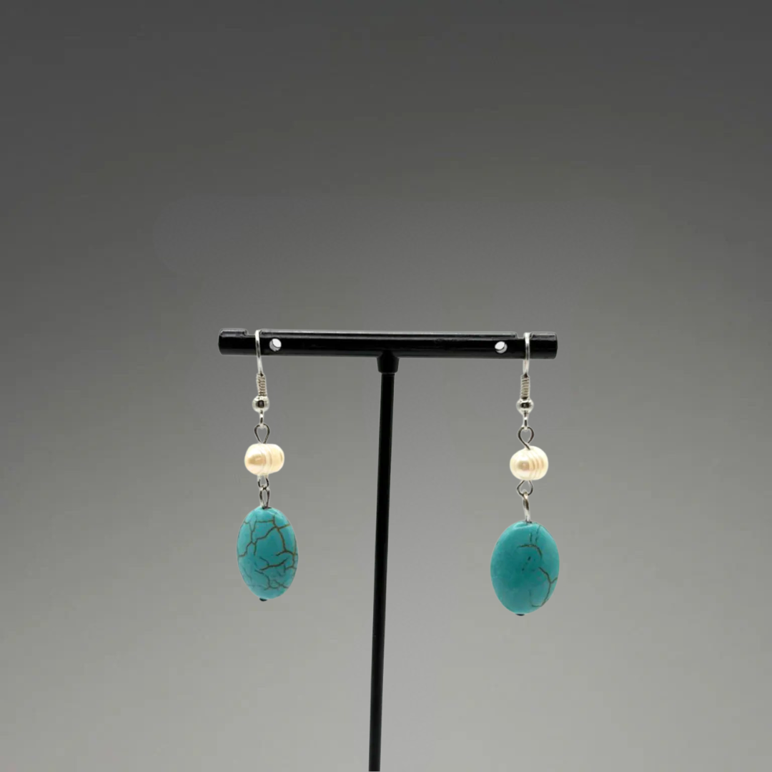 Earrings Turquoise and Fresh Water Pearls