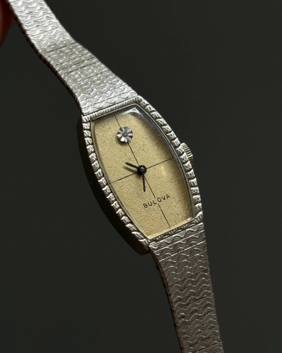 1970s 10KT Rolled Gold Bulova Diamond Wind-Up