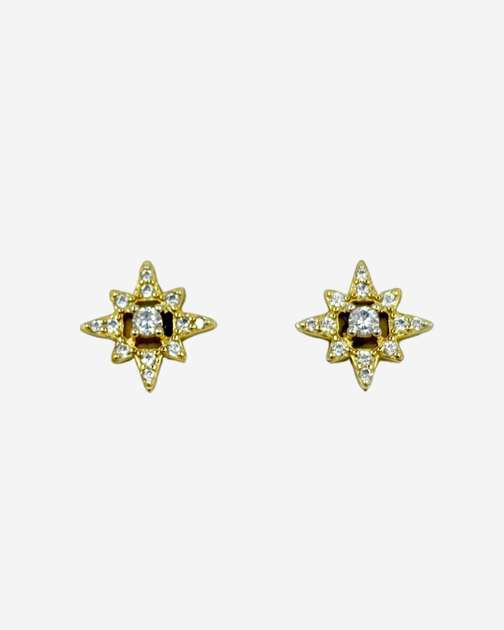 Gold Vermeil Cubic Zirconia Starburst Studs