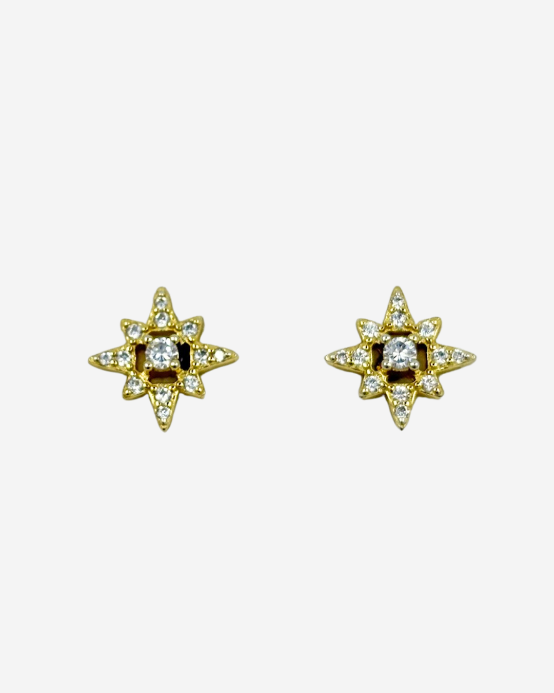 Gold Vermeil Cubic Zirconia Starburst Studs