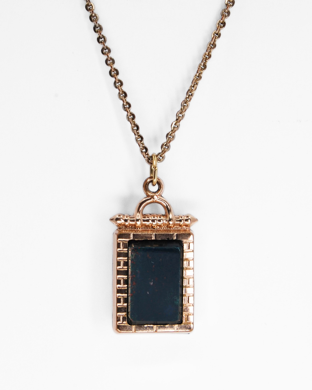 Antique Rare Gold-Filled Bloodstone Shutter Locket