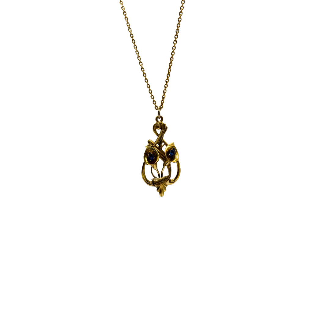 Gold Filled Sapphire Lilies Necklace
