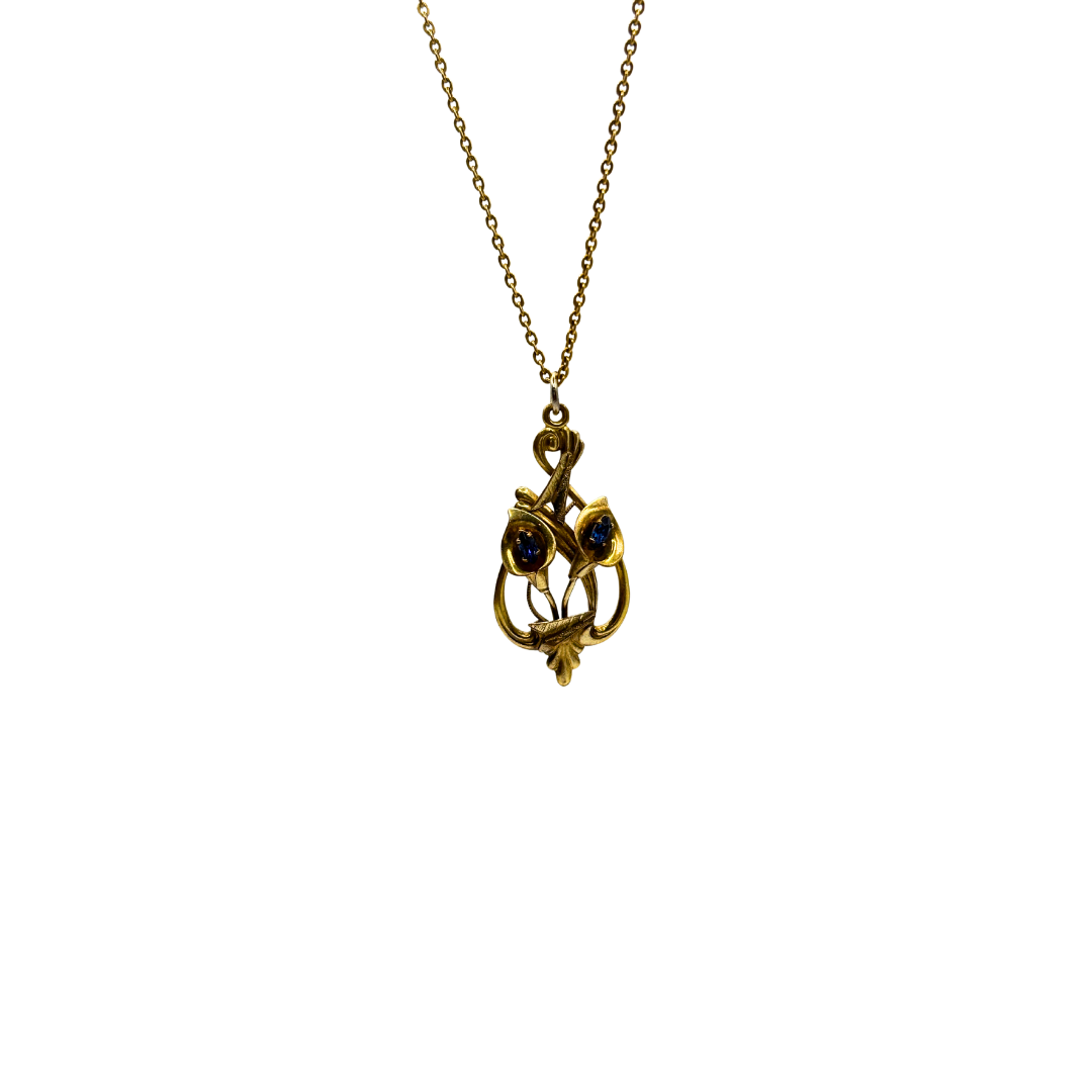 Gold Filled Sapphire Lilies Necklace