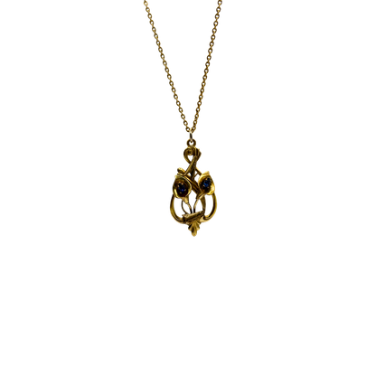 Gold Filled Sapphire Lilies Necklace