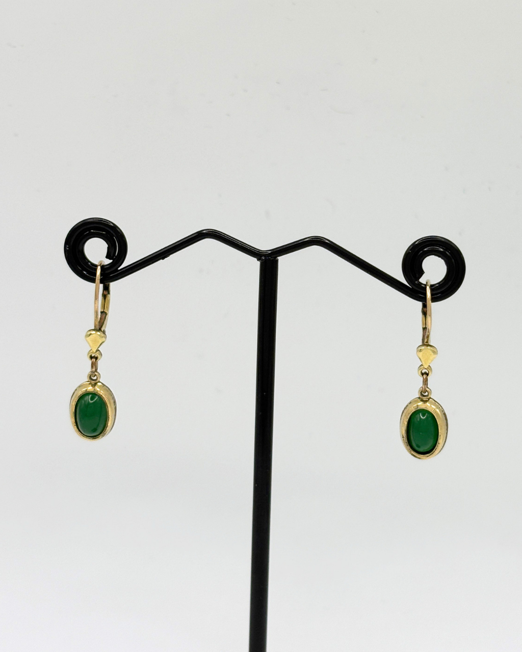 Boucles d'oreilles en calcédoine verte Kordes & Lichtenfels plaqué or