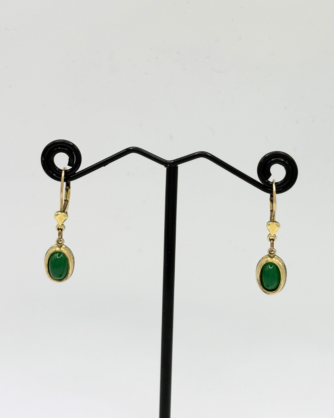 Boucles d'oreilles en calcédoine verte Kordes & Lichtenfels plaqué or