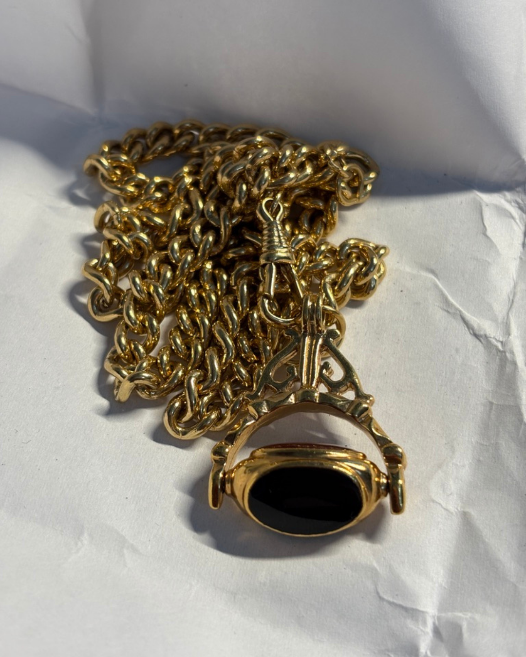 Vintage Gold Filled Albert Chain & Spinner Watch Fob
