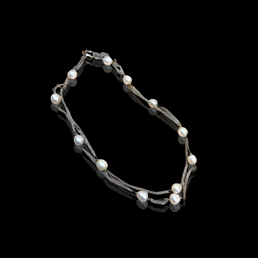 Sterling Pearl Layering Necklace