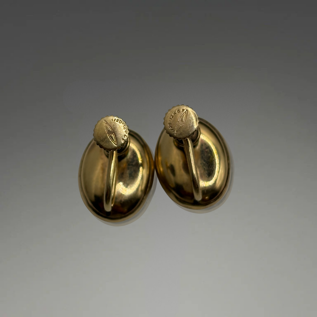 12KT Gold Filled Vintage Floral-etched Screwbacks