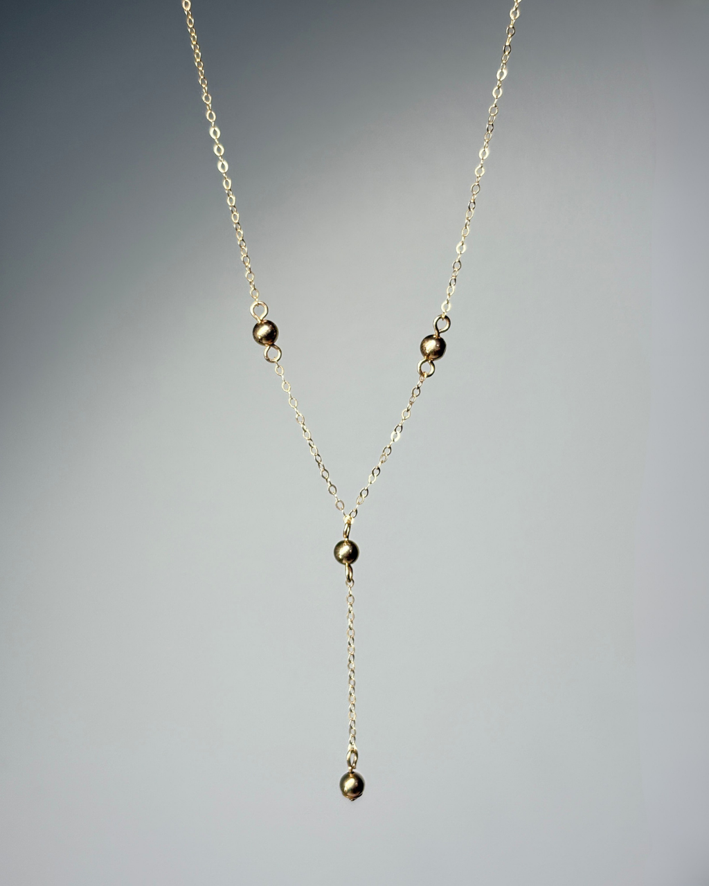 10KT Station Y-Drop Necklace