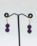Boucles d'oreilles pendantes en améthyste de 18,52 carats, plaquées or 14 carats